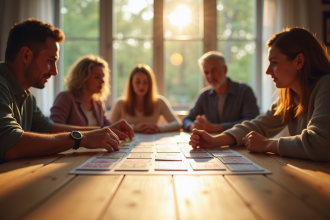 Famille multigenerational jouant à un jeu de société moderne