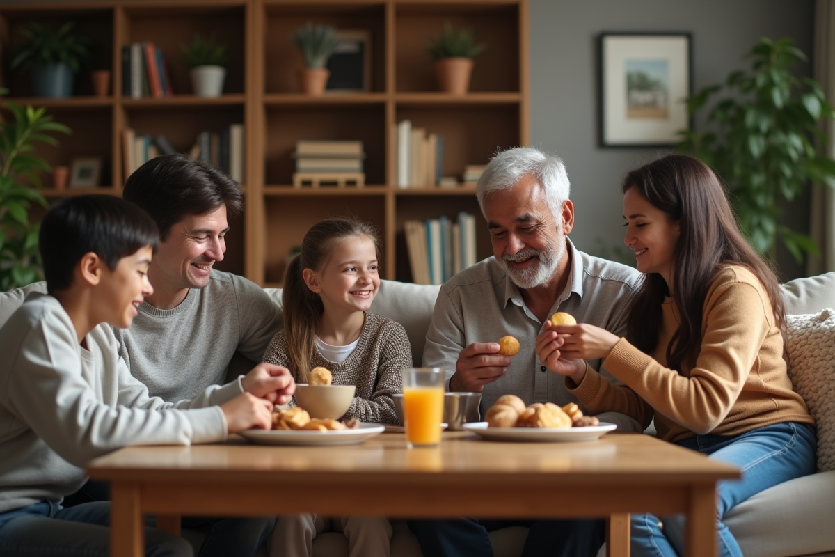 Familles réunies autour d