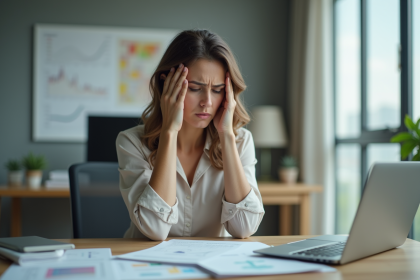 Femme stressée au bureau en situation de tension