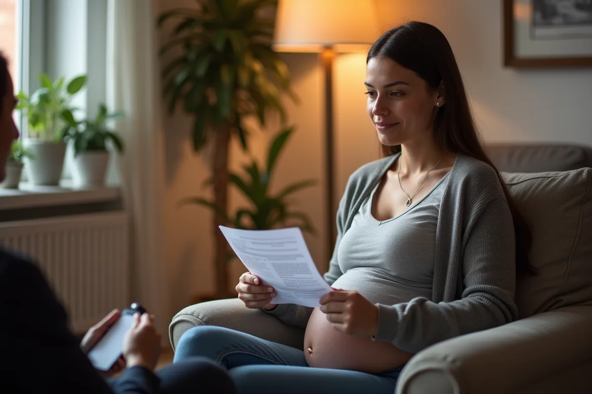 Femme enceinte en situation de handicap discutant de la PCH