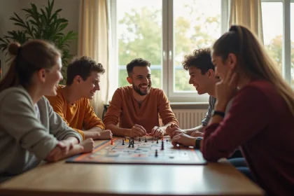 Dé en bois sur une table, symbole de créativité et d'imagination adolescente