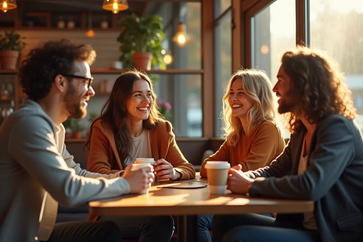 Discussion sincère entre amis autour d'une table chaleureuse
