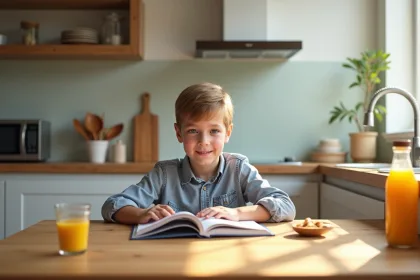 Enfant réfléchissant à rester seul à la maison