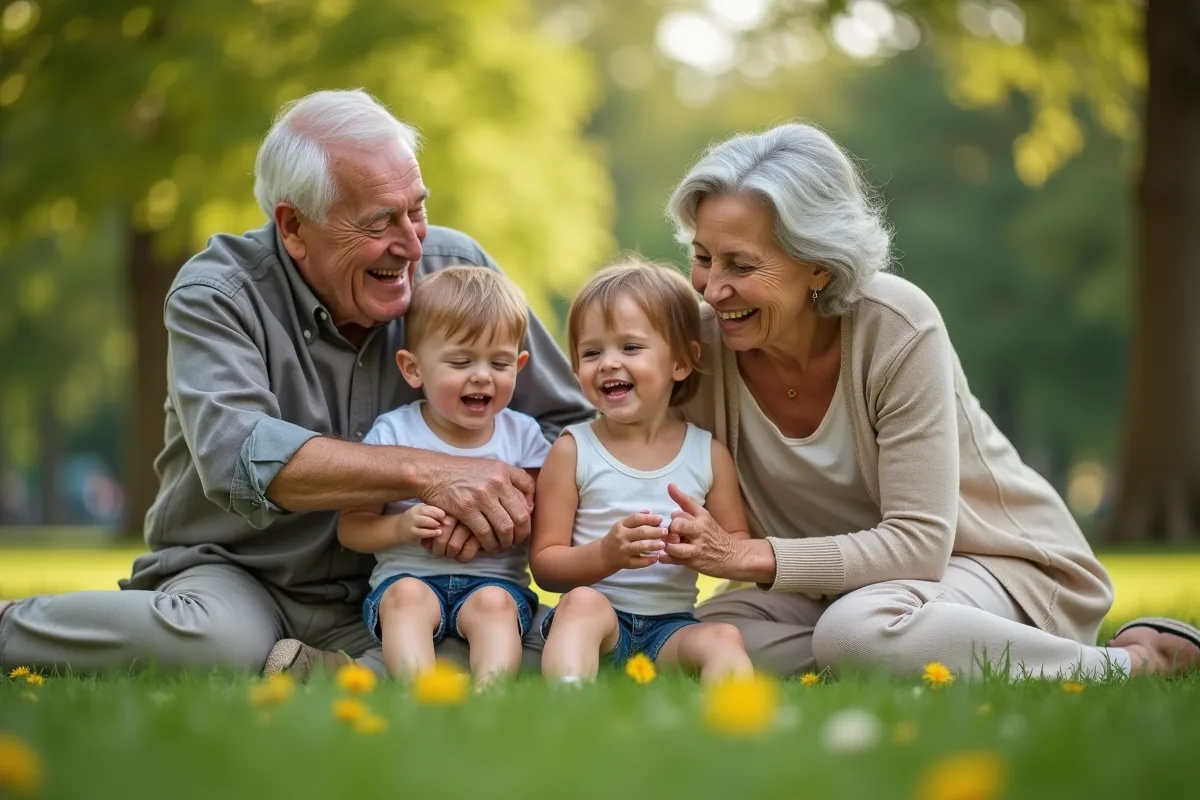 Grands-parents soutenant leur famille dans un contexte moderne