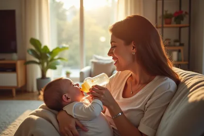 Biberon adapté aux besoins nutritionnels d'un bébé de 2 mois