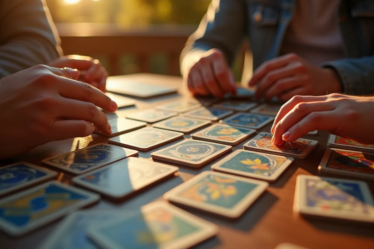 Groupe de personnes jouant à des jeux de cartes sur la table
