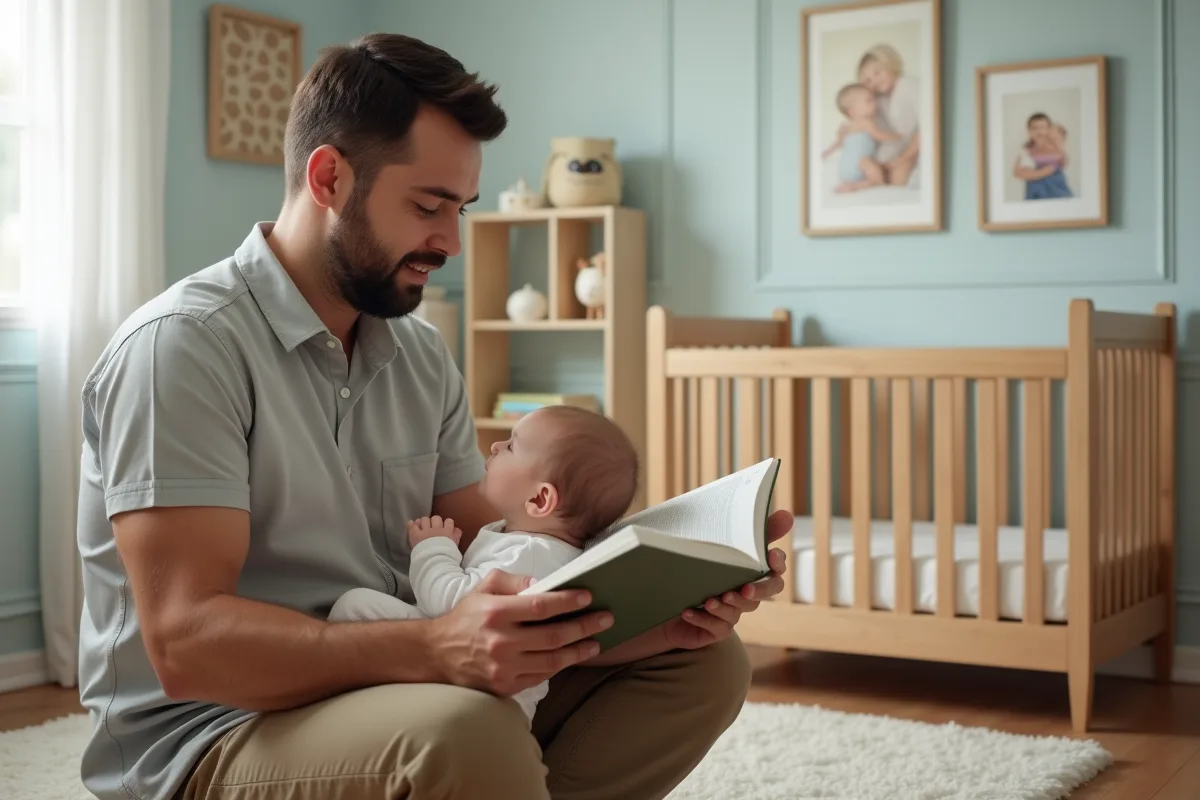 Papa aidant sa fille à allaiter dans une chambre paisible