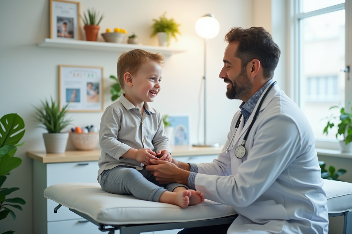 Pediatre examinant les jambes d