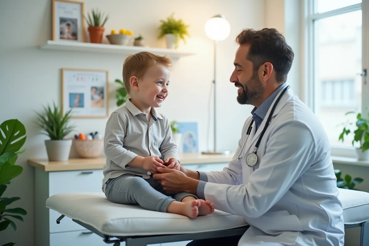 Pediatre examinant les jambes d
